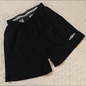 2 Umbro boys lined shorts / Black & Navy (Size YM)